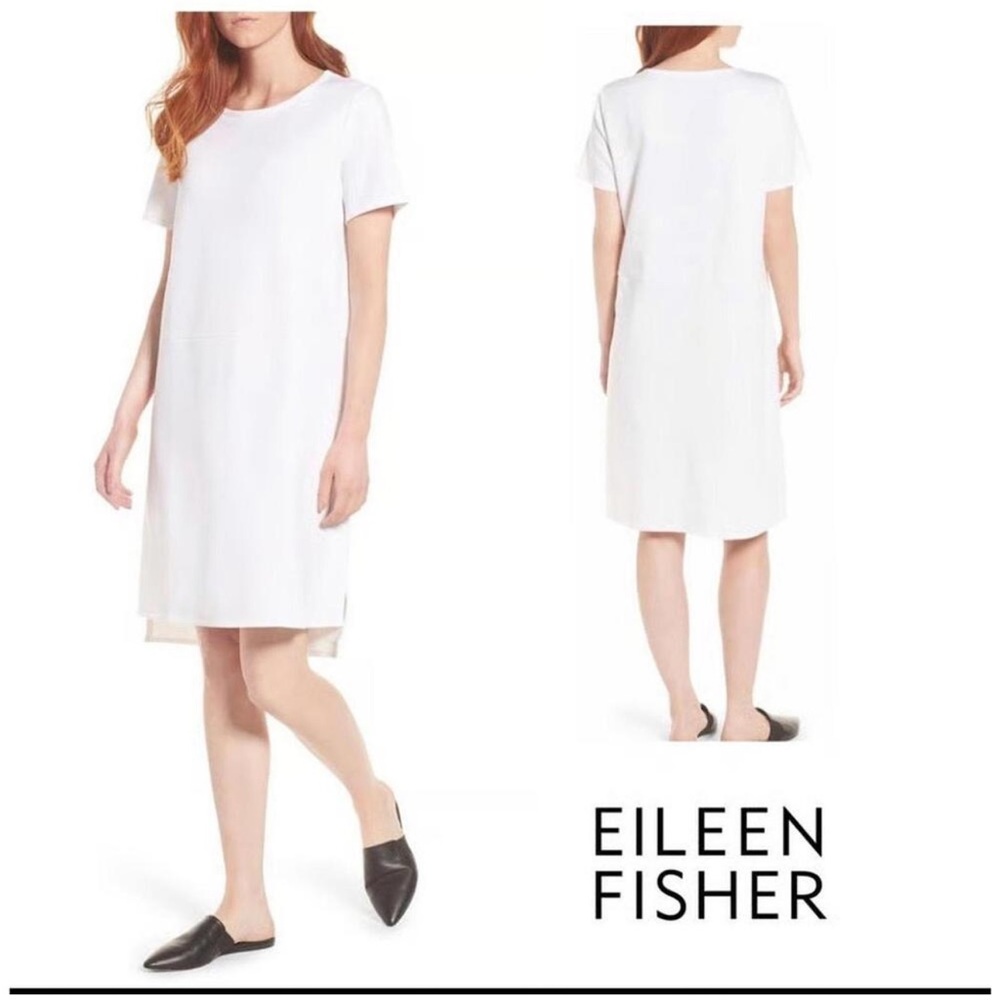 Eileen Fisher Cream Short Sleeve Dress